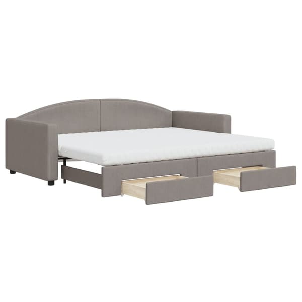Dagbädd utdragbar med lådor taupe 90x200 cm tyg