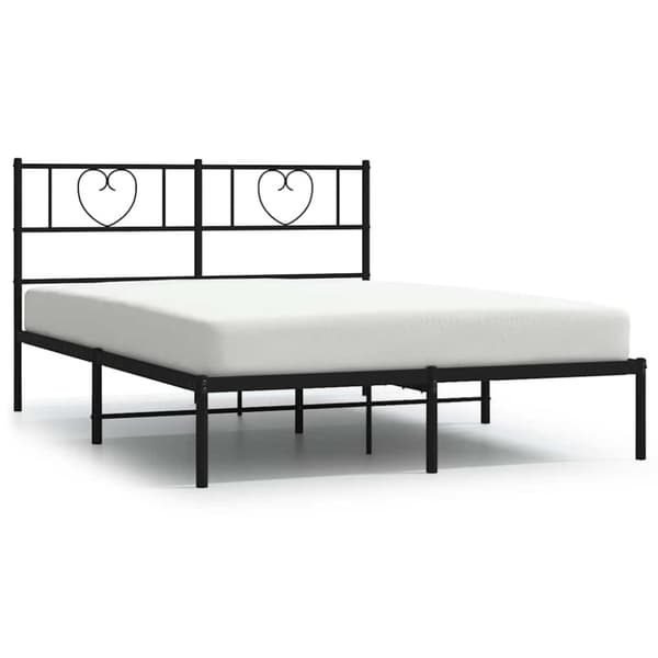 Sängram med huvudgavel metall svart 135x190 cm