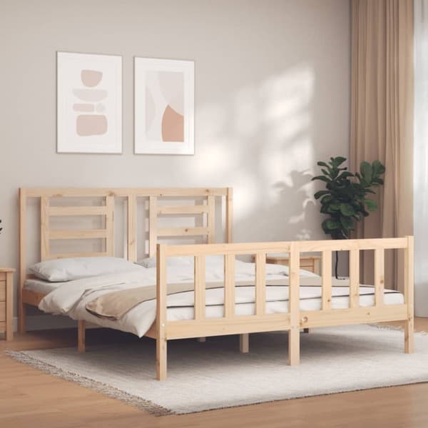 Sängram utan madrass 160x200 cm massiv furu