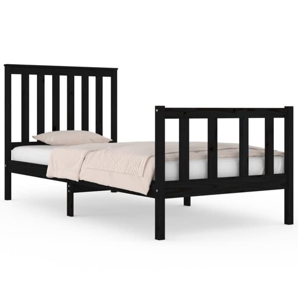 Sängram svart massiv furu 75x190 cm