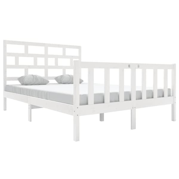 Sängram vit massiv furu 120x200 cm enkelsäng