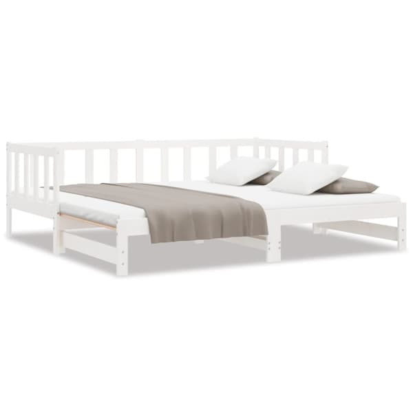 Dagbädd med extrasäng vit 90x190 cm massiv furu