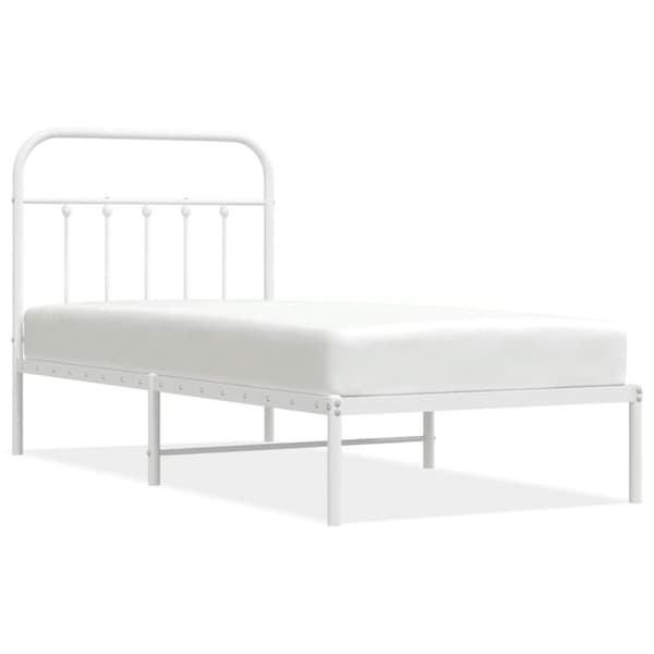 Sängram med huvudgavel metall vit 90x190 cm