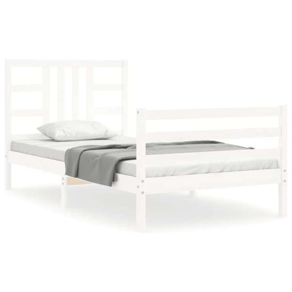 Sängram utan madrass vit 100x200 cm massiv furu