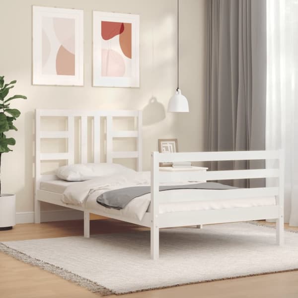Sängram utan madrass vit 100x200 cm massiv furu