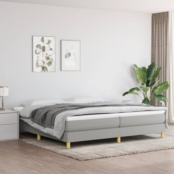 Ramsäng med madrass ljusgrå 200x200 cm tyg
