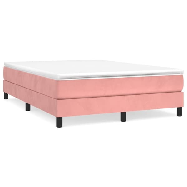 Ramsäng med madrass rosa 140x190 cm sammet