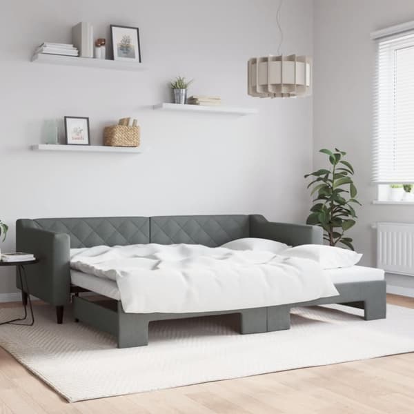 Dagbädd utdragbar mörkgrå 90x200 cm tyg