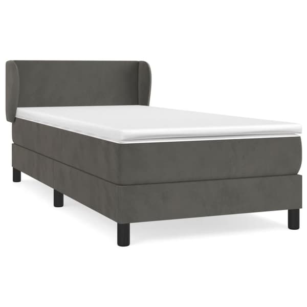 Ramsäng med madrass mörkgrå 90x200 cm sammet