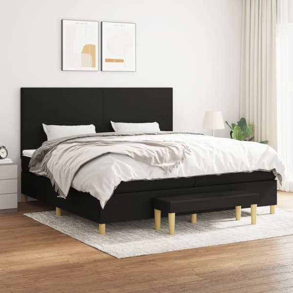 Ramsäng med madrass svart 200x200 cm tyg