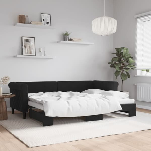 Dagbädd utdragbar svart 80x200 cm sammet