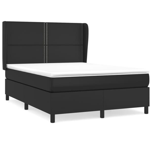 Ramsäng med madrass svart 140x190 cm konstläder