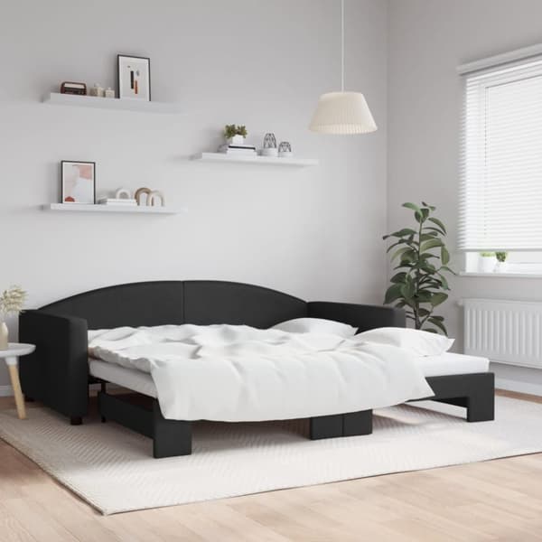 Dagbädd utdragbar svart 100x200 cm tyg