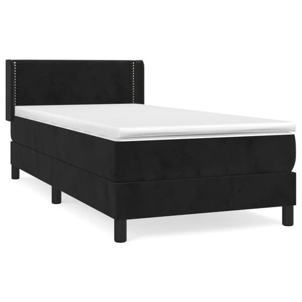 Ramsäng med madrass svart 80x200 cm sammet