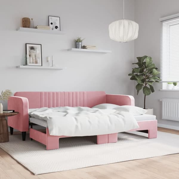 Dagbädd utdragbar rosa 80x200 cm sammet