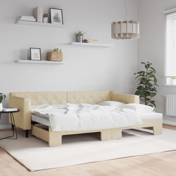 Dagbädd utdragbar gräddvit 80x200 cm tyg