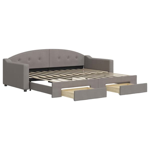 Dagbädd utdragbar med lådor taupe 90x200 cm tyg
