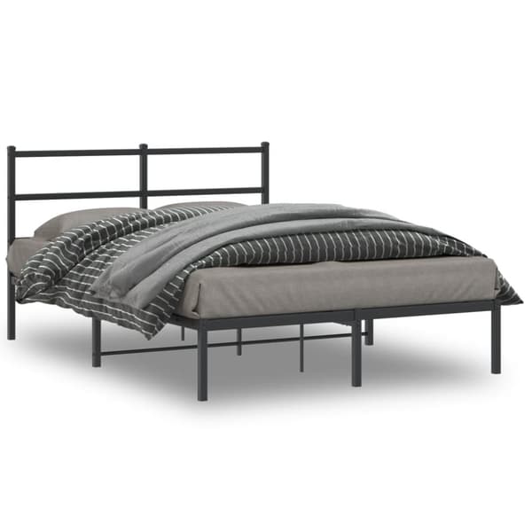 Sängram med huvudgavel metall svart 135x190 cm
