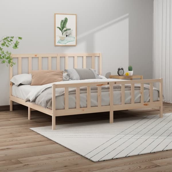 Sängram utan madrass 200x200 cm massiv furu