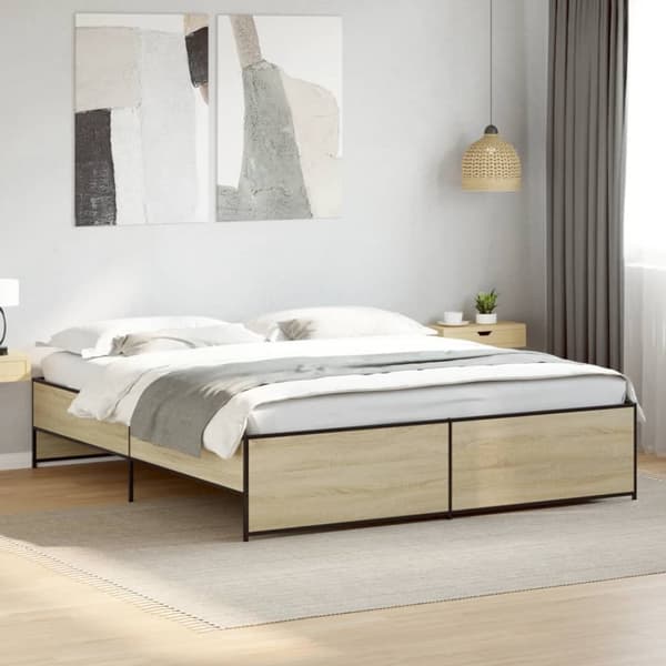Sängram sonoma-ek 180x200 cm konstruerat trä och metall