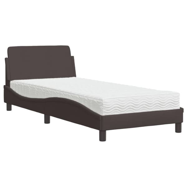 Säng med madrass mörkbrun 90x200 cm tyg