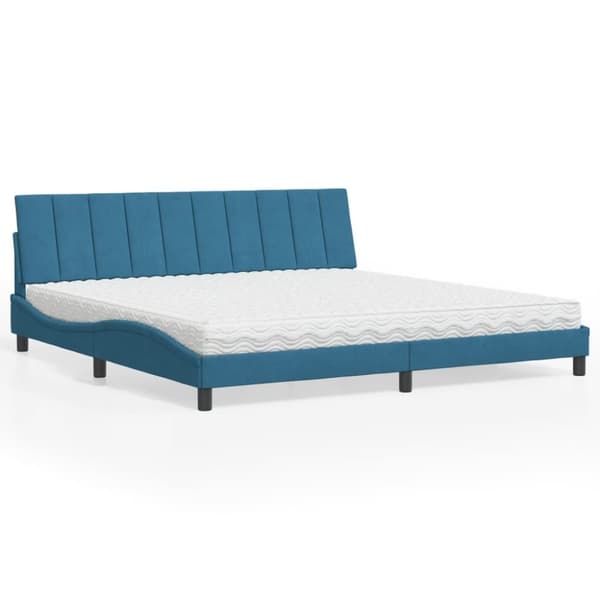 Säng med madrass blå 200x200 cm sammet