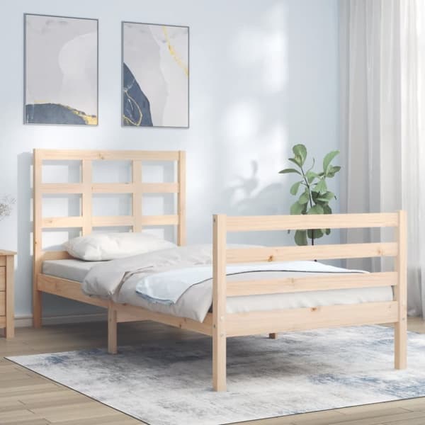 Sängram med huvudgavel 90x200 cm massivt trä