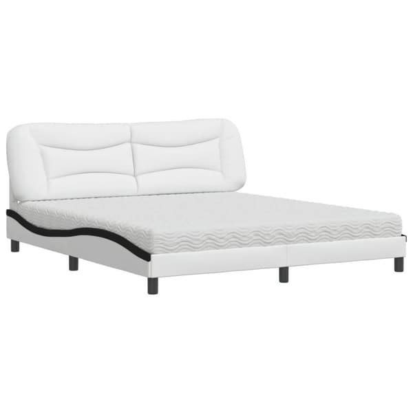 Säng med madrass vit och svart 180x200 cm konstläder