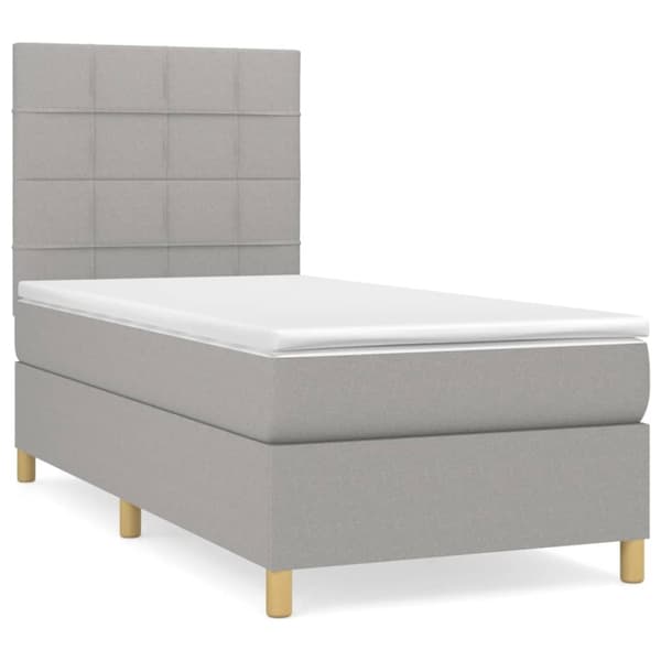 Ramsäng med madrass ljusgrå 100x200 cm tyg