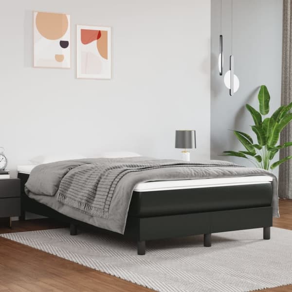 Ramsäng med madrass svart 120x200 cm konstläder