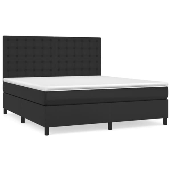 Ramsäng med madrass svart 180x200 cm konstläder
