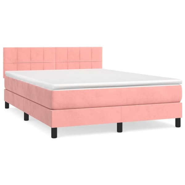 Ramsäng med madrass rosa 140x200 cm sammet