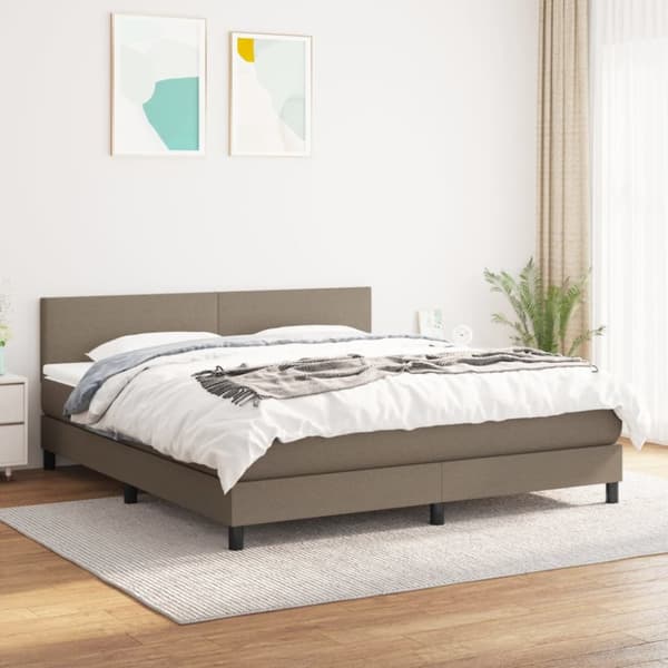 Ramsäng med madrass taupe 160x200 cm tyg