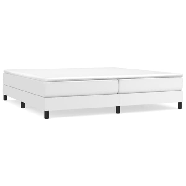 Ramsäng med madrass vit 200x200 cm konstläder