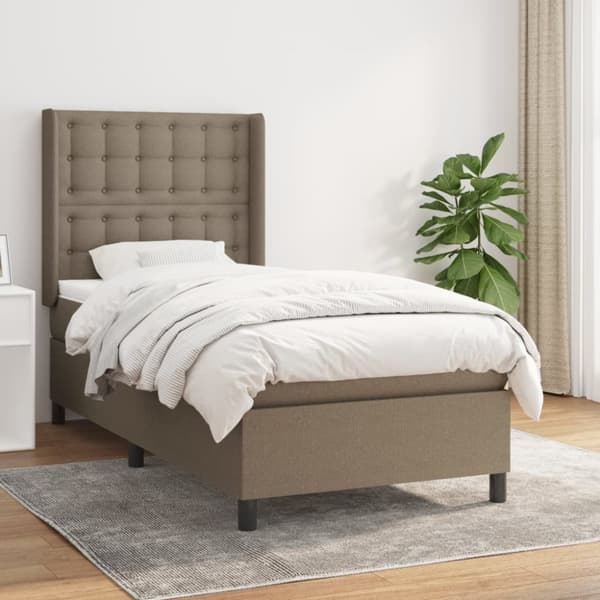 Ramsäng med madrass taupe 100x200 cm tyg