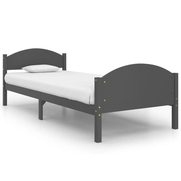 Sängram mörkgrå massiv furu 100x200 cm