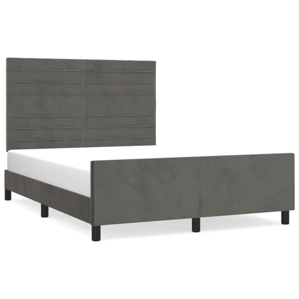 Sängram utan madrass mörkgrå 140x190 cm sammet