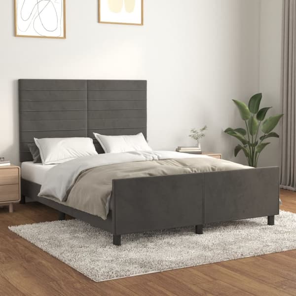 Sängram utan madrass mörkgrå 140x190 cm sammet