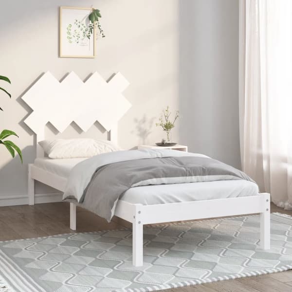 Sängram massiv furu 90x190 cm vit