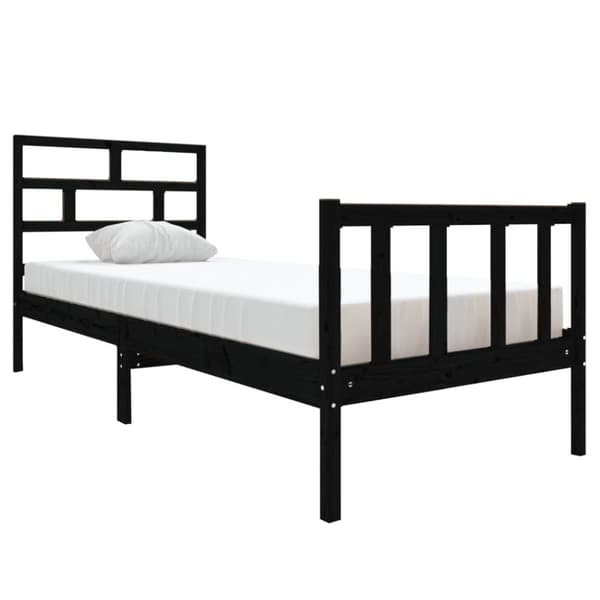 Sängram svart massiv furu 75x190 cm