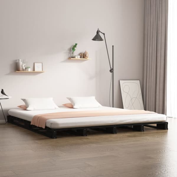 Pallsäng svart 140x190 cm massiv furu