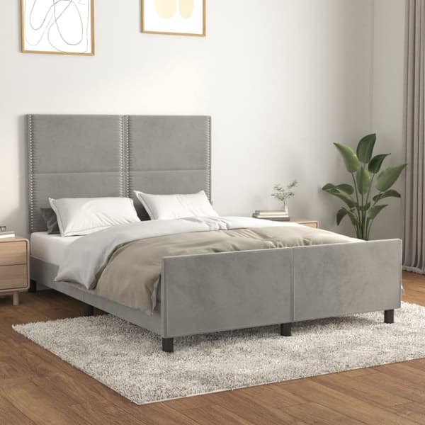 Sängram utan madrass ljusgrå 140x190 cm sammet