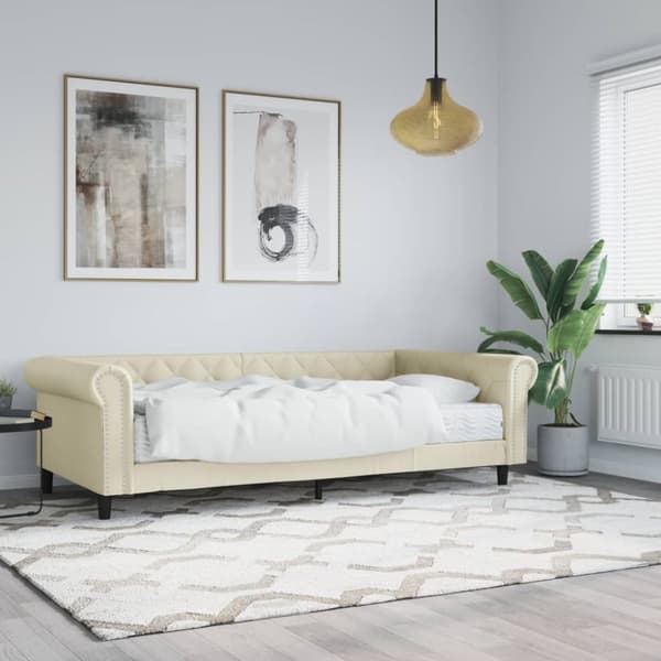 Dagbädd med madrass gräddvit 90x200 cm konstläder