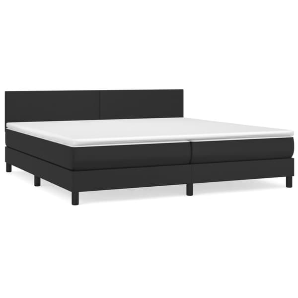 Ramsäng med madrass svart 200x200 cm konstläder