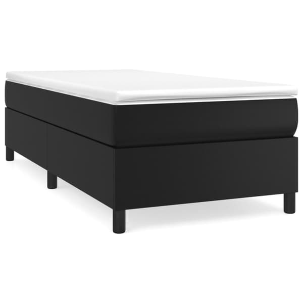 Ramsäng med madrass svart 90x190 cm konstläder