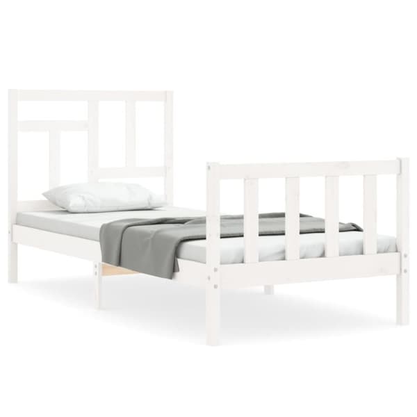 Sängram utan madrass vit 90x200 cm massiv furu