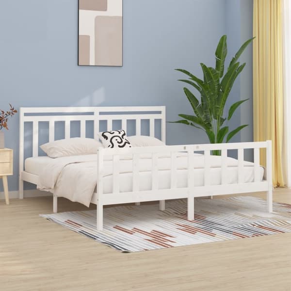 Sängram vit massiv furu 200x200 cm