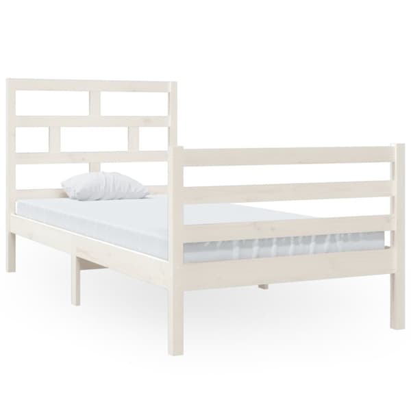 Sängram vit massiv furu 90x200 cm enkelsäng