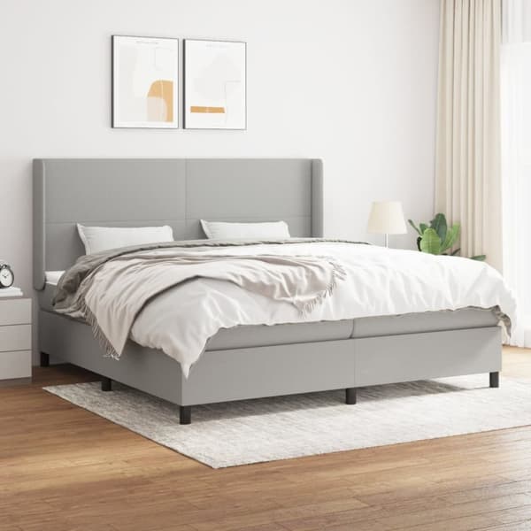 Ramsäng med madrass ljusgrå 200x200 cm tyg