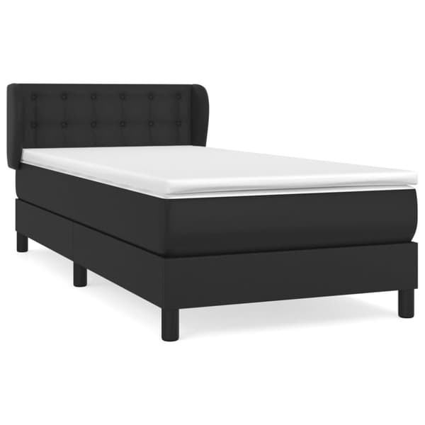 Ramsäng med madrass svart 90x190 cm konstläder